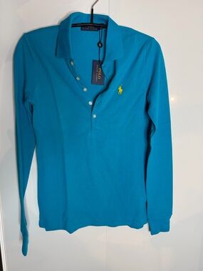 Ralph Lauren Teal Polo Shirt with Yellow Pony Embroidery